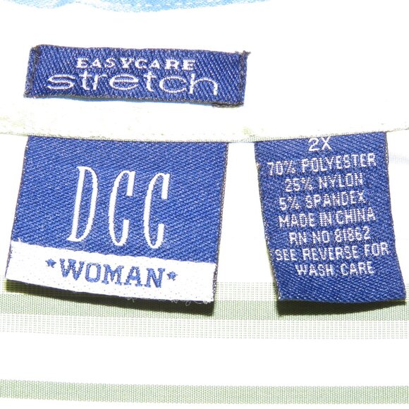 DCC Green Striped 3/4-Sleeve Button-Up Easy-Care Stretch Shirt Size 2X (C1531) - Picture 6 of 6